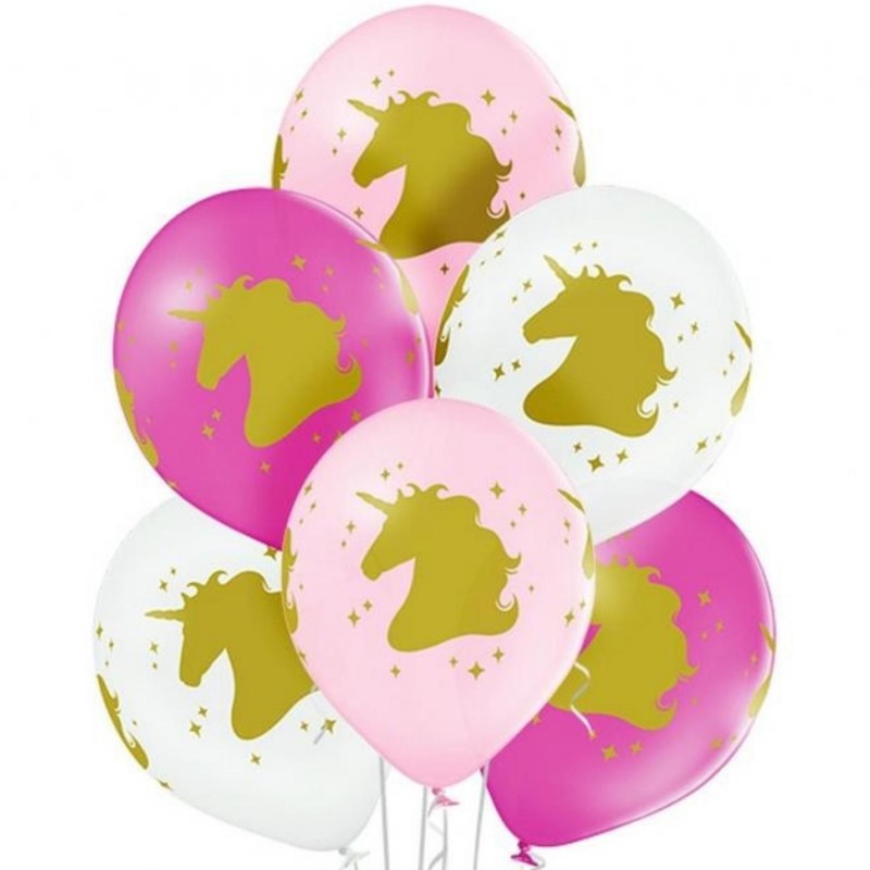 Lateksowe kolorowe Balony D11 Unicorn Head - Jednorożce 6 szt. 12"- 30 cm.