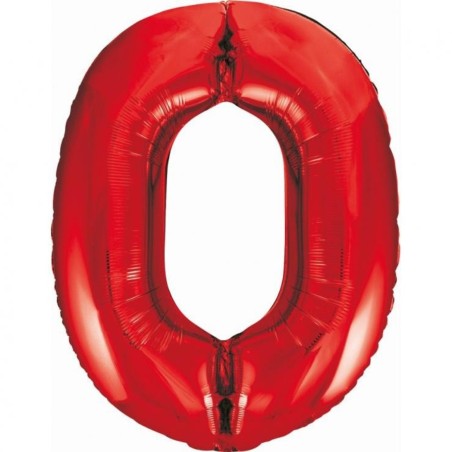 Balon foliowy czerwona Cyfra 0, 33,5" - 85 cm / 1 szt
