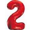Balon foliowy czerwona Cyfra 2, 33,5" - 85 cm / 1 szt