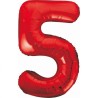 Balon foliowy czerwona Cyfra 5, 33,5" - 85 cm / 1 szt