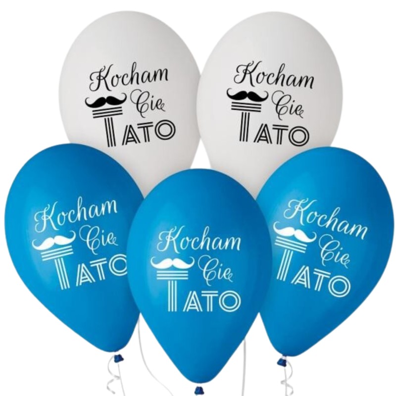 Lateksowe Balony Kocham Cię Tato (niebieskie, białe), 12" - 30 cm./ 5 szt.