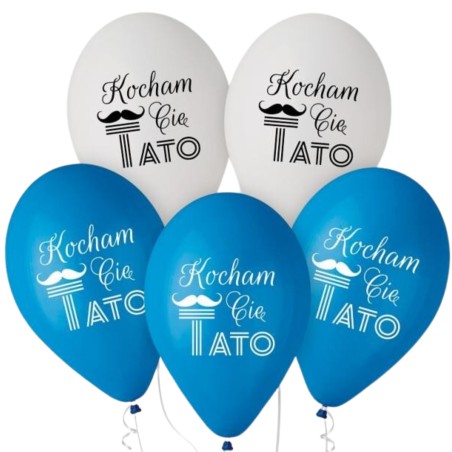 Lateksowe Balony Kocham Cię Tato (niebieskie, białe), 12" - 30 cm./ 5 szt.