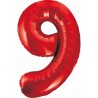Balon foliowy czerwona Cyfra 9, 33,5" - 85 cm / 1 szt