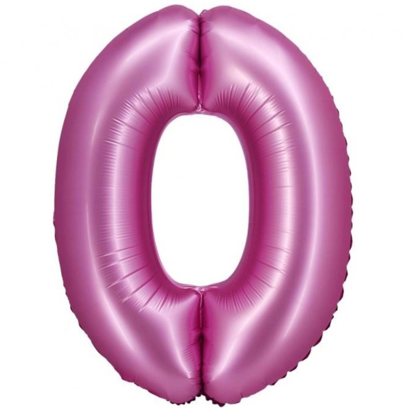 Balon foliowy różowa Cyfra 0, 30" - 76 cm / 1 szt