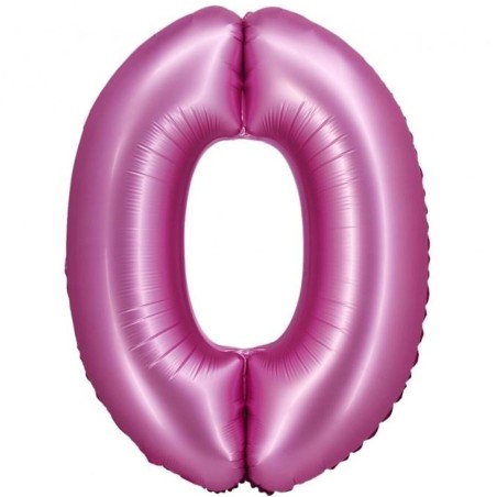Balon foliowy różowa Cyfra 0, 30" - 76 cm / 1 szt