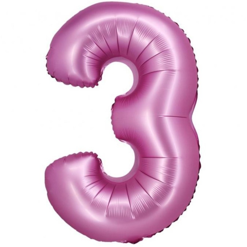 Balon foliowy różowa Cyfra 3, 30" - 76 cm / 1 szt