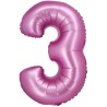 Balon foliowy różowa Cyfra 3, 30" - 76 cm / 1 szt