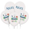 Lateksowe białe Balony - samochód Police, 12" - 30 cm./ 5 szt.