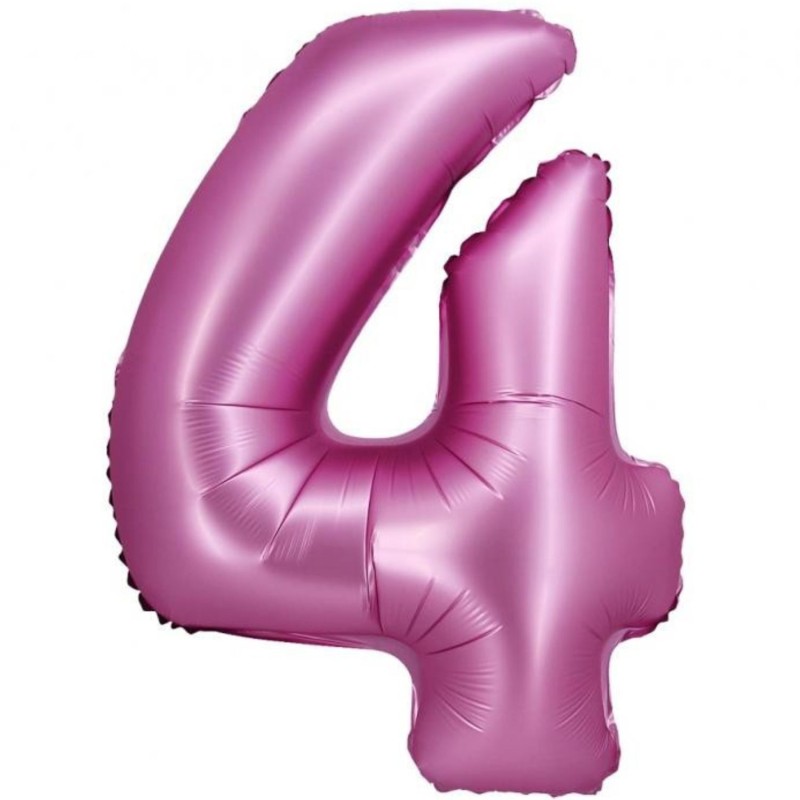 Balon foliowy różowa Cyfra 4, 30" - 76 cm / 1 szt