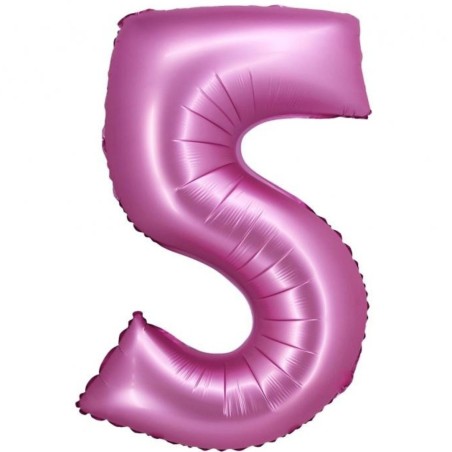 Balon foliowy różowa Cyfra 5, 30" - 76 cm / 1 szt