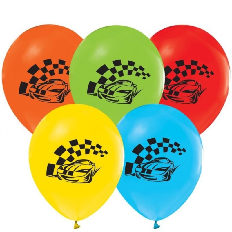 Lateksowe kolorowe Balony Samochody (wyścigowe), 12" - 30 cm./ 5 szt.