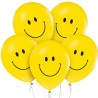 Lateksowe żółte Balony Emotikonka Uśmiechy, 12" - 30 cm./ 5 szt.