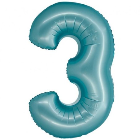Balon foliowy niebieska Cyfra 3, 30" - 76 cm / 1 szt