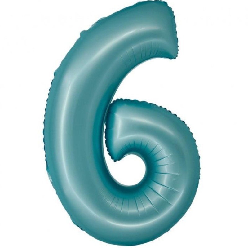 Balon foliowy niebieska Cyfra 6, 30" - 76 cm / 1 szt