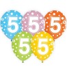 Lateksowe kolorowe Balony z cyframi: 5, 12" - 30 cm./ 5 szt.