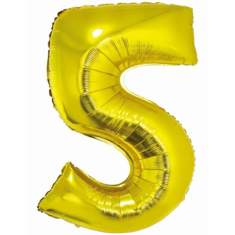 Balon foliowy złota Cyfra 5, 30" - 76 cm / 1 szt