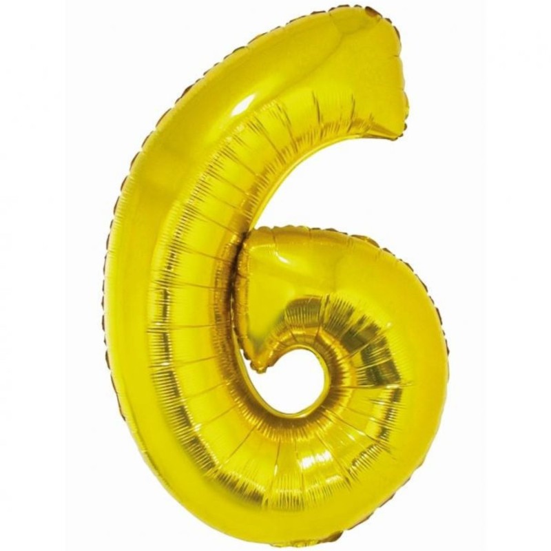Balon foliowy złota Cyfra 6, 30" - 76 cm / 1 szt