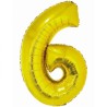 Balon foliowy złota Cyfra 6, 30" - 76 cm / 1 szt