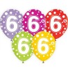 Lateksowe kolorowe Balony z cyframi: 6, 12" - 30 cm./ 5 szt.