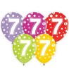 Lateksowe kolorowe Balony z cyframi: 7, 12" - 30 cm./ 5 szt.