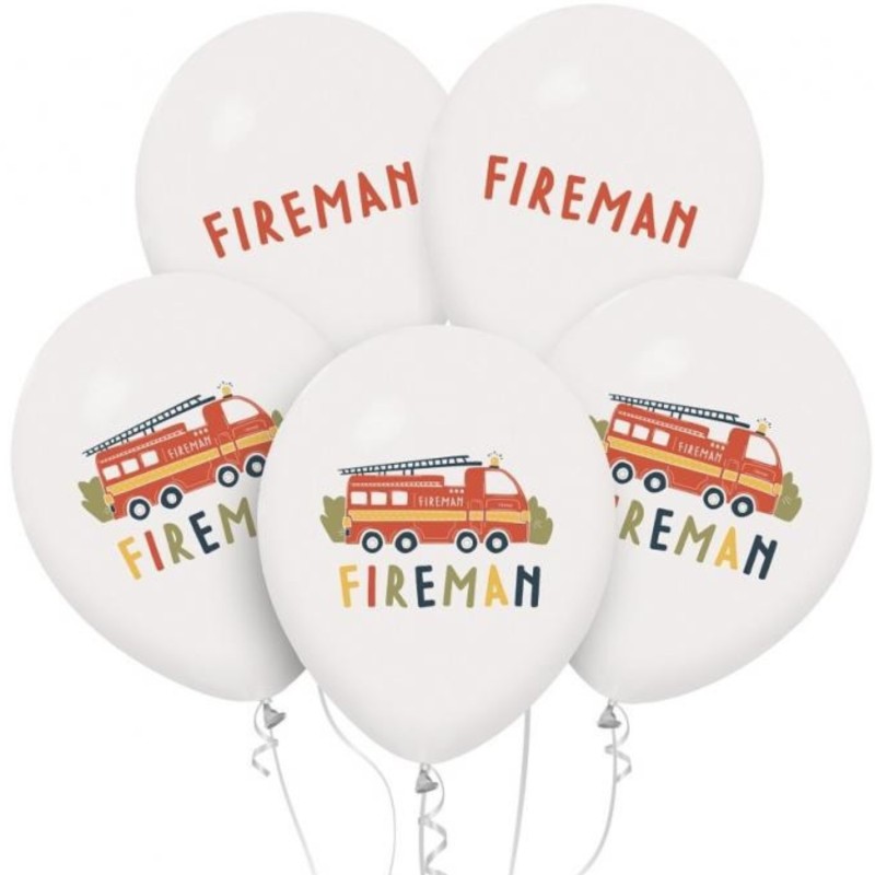 Lateksowe białe Balony Fireman, 12" - 30 cm./ 5 szt.