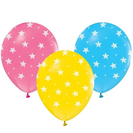 Lateksowe kolorowe Balony Gwiazdki, 12" - 30 cm./ 5 szt.