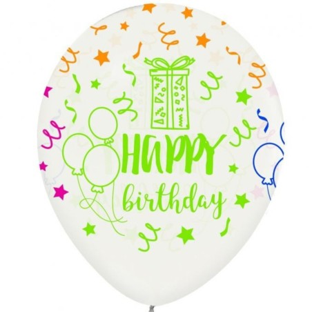 Lateksowe Balony Happy Birthday, 12" - 30 cm./ 5 szt.