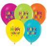 Lateksowe kolorowe Balony Happy Birthday (gwiazdki), 12" - 30 cm./ 5 szt.