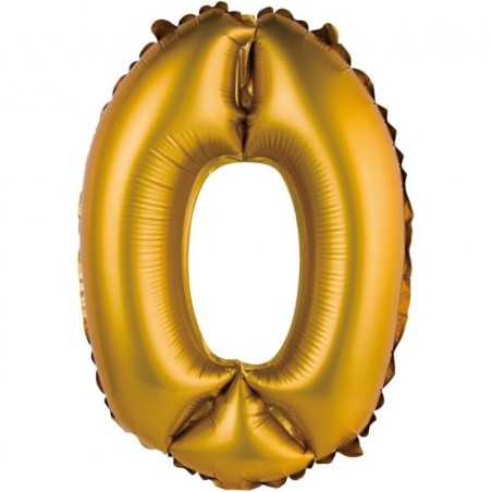Balon foliowy złota "cyfra 0", 14"- 35 cm /1szt