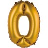 Balon foliowy złota "cyfra 0", 14"- 35 cm /1szt