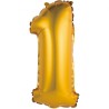 Balon foliowy złota "cyfra 1", 14"- 35 cm /1szt