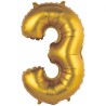 Balon foliowy złota "cyfra 3", 14"- 35 cm /1szt