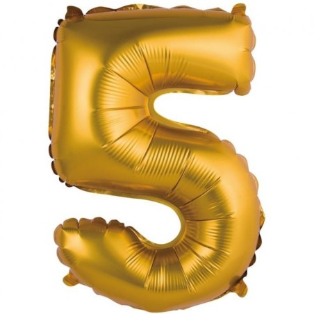Balon foliowy złota "cyfra 5", 14"- 35 cm /1szt