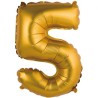 Balon foliowy złota "cyfra 5", 14"- 35 cm /1szt
