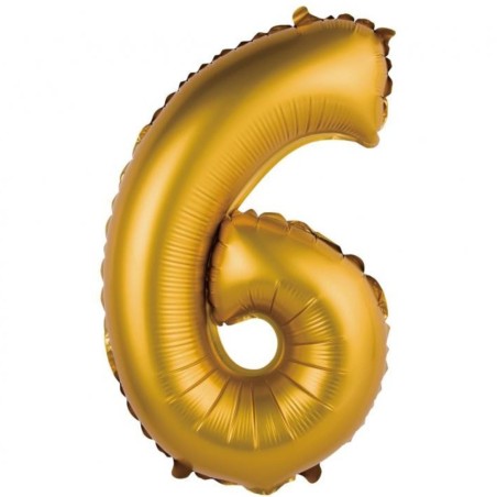 Balon foliowy złota "cyfra 6", 14"- 35 cm /1szt