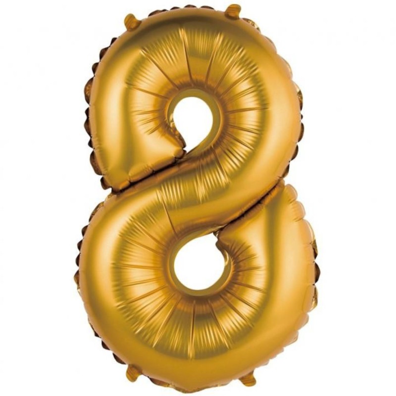 Balon foliowy złota "cyfra 8", 14"- 35 cm /1szt