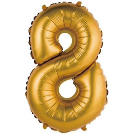 Balon foliowy złota "cyfra 8", 14"- 35 cm /1szt
