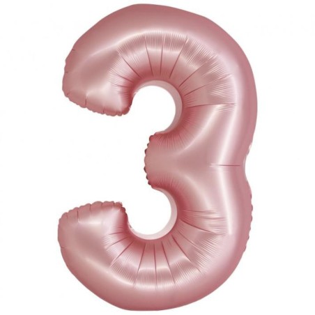 Balon foliowy różowa "cyfra 3", 30"- 76 cm /1szt