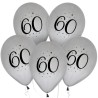 Lateksowe Balony 60 - urodziny, srebrne, 12" - 30 cm./ 5 szt.
