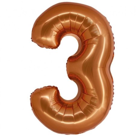 Balon foliowy pomarańczowa "cyfra 3", 30"- 76 cm /1szt