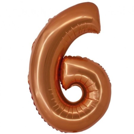 Balon foliowy pomarańczowa "cyfra 6", 30"- 76 cm /1szt