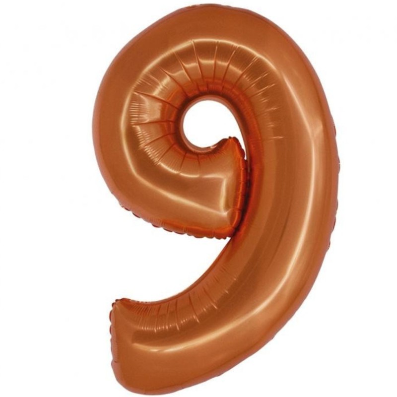 Balon foliowy pomarańczowa "cyfra 9", 30"- 76 cm /1szt