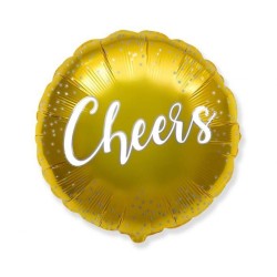 Foliowe Balony złote z napisem "Cheers"(Gwiazdki). 18"- 46 cm / 1 szt.