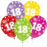 Lateksowe kolorowe Balony z cyframi: 18, 12" - 30 cm./ 5 szt.