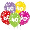 Lateksowe kolorowe Balony z cyframi: 40, 12" - 30 cm./ 5 szt.