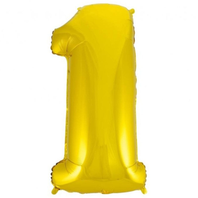 Balon foliowy złota "cyfra 1", 36"- 92 cm /1szt