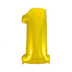 Balon foliowy złota "cyfra 1", 36"- 92 cm /1szt