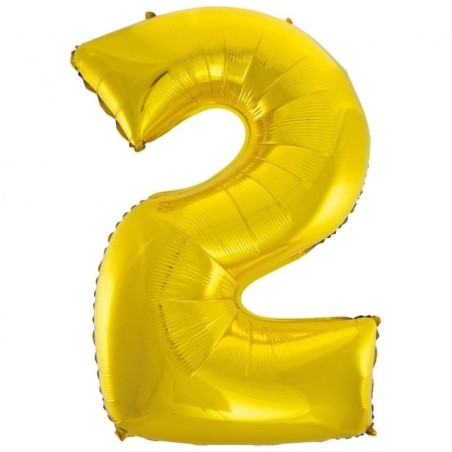 Balon foliowy złota "cyfra 2", 36"- 92 cm /1szt