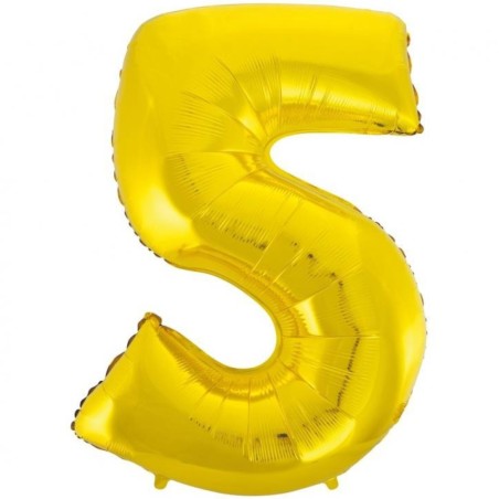 Balon foliowy złota "cyfra 5", 36"- 92 cm /1szt