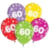 Lateksowe kolorowe Balony z cyframi: 60, 12" - 30 cm./ 5 szt.